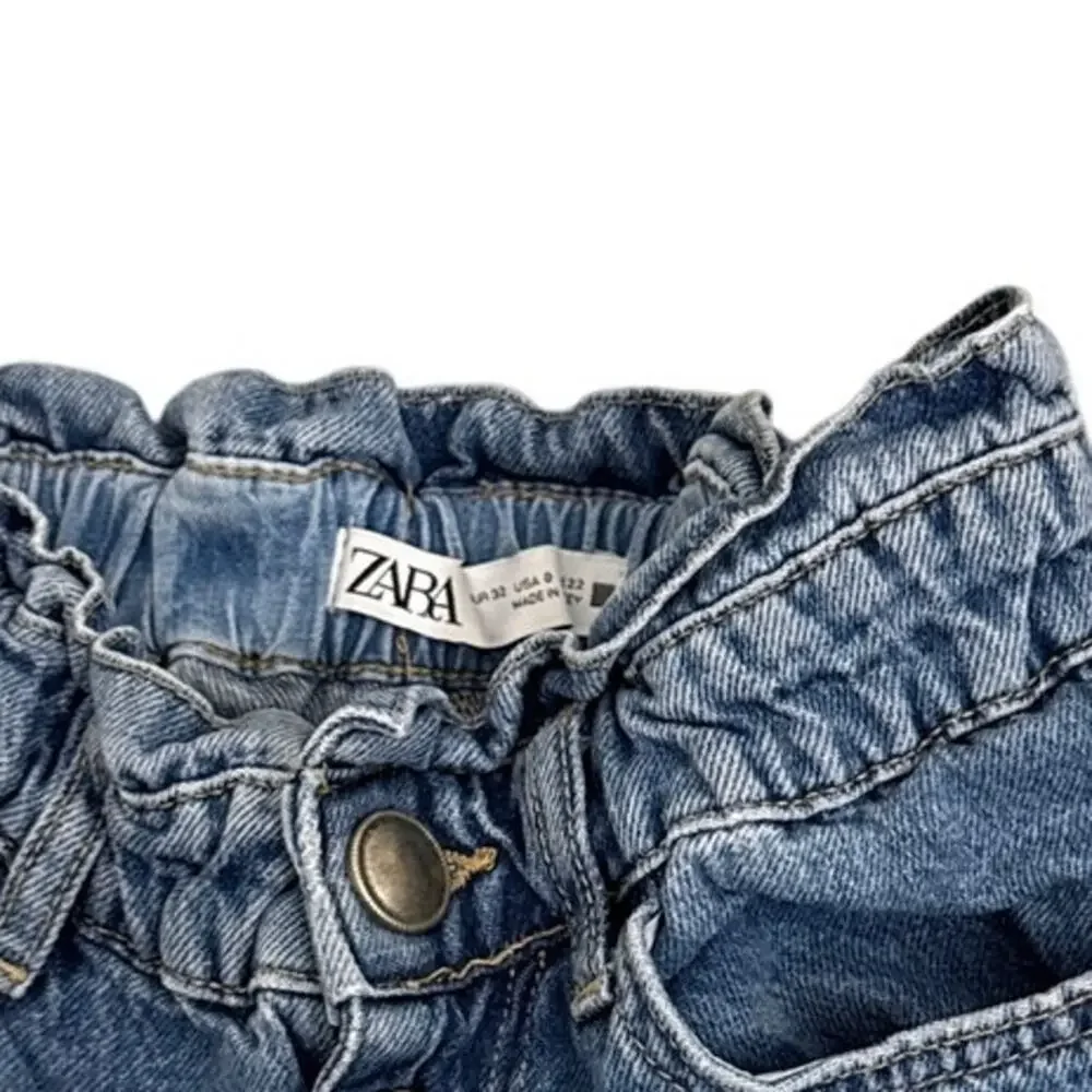 ZARA Jeans Retro Paper Bag Timeless High Waist Denim Blue Jeans Size 0